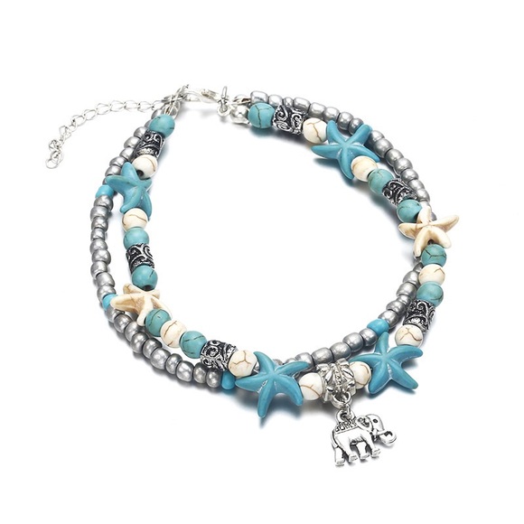 Jewelry - 🔥3/$20 Sale🔥 Turquoise and Silver Elephant Anklet